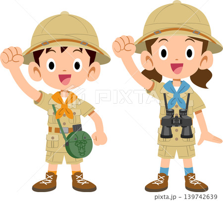 探検隊の服を着た男の子と女の子 139742639