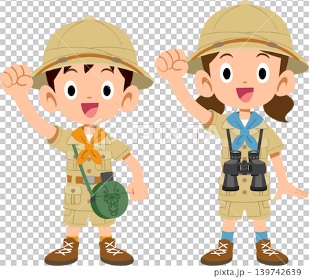 探検隊の服を着た男の子と女の子 139742639
