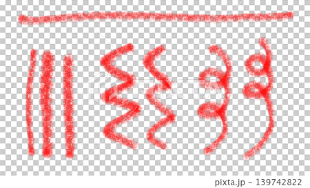 手描き、赤の色々ラインセット 透過素材/PNG 手描き、赤の色々ラインセット 透過素材/PNG 139742822