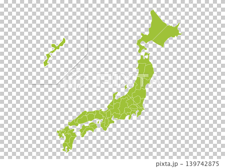 都道府県ごとに分割して使えるそこそこデフォルメされた日本列島のイラスト 都道府県ごとに分割して使えるそこそこデフォルメされた日本列島のイラスト 139742875