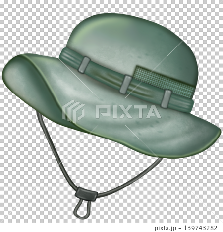 Bucket Hat cute style, green color and Camouflage ,Hand Drawn Cute style, Camping and hiking simple set. Bucket Hat cute style, green color and Camouflage ,Hand Drawn Cute style, Camping and hiking simple set. 139743282