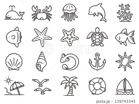 夏イメージアイコン01　Summer-themed icons 139743345