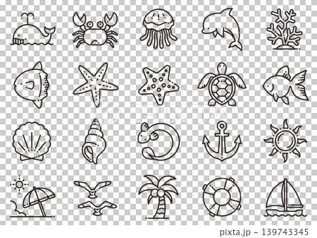 夏イメージアイコン01　Summer-themed icons 139743345