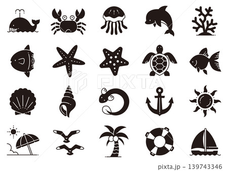 夏イメージアイコン02　Summer-themed icons 139743346