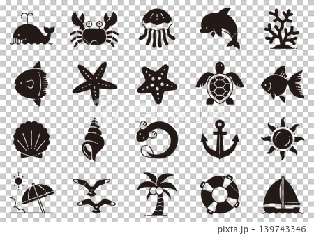 夏イメージアイコン02　Summer-themed icons 139743346