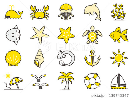 夏イメージアイコン03　Summer-themed icons 139743347
