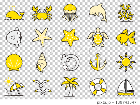 夏イメージアイコン03　Summer-themed icons 139743347