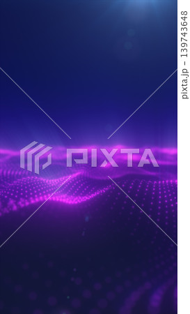 Glowing magenta particle waves stretch across a dark background, creating a futuristic digital landscape with smooth motion and depth Glowing magenta particle waves stretch across a dark background, creating a futuristic digital landscape with smooth motion and depth 139743648