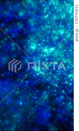 Abstract deep blue starfield with teal bokeh particles and radial zoom motion, creating a futuristic space travel warp background Abstract deep blue starfield with teal bokeh particles and radial zoom motion, creating a futuristic space travel warp background 139743651