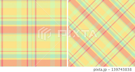 Background seamless check of textile vector fabric with a pattern texture tartan plaid. Set in rainbow colors for symmetry tissue designs in fashion. 139743838