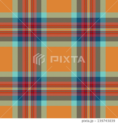Mother texture tartan seamless, order check plaid pattern. Dining room fabric vector background textile in orange and red colors. Mother texture tartan seamless, order check plaid pattern. Dining room fabric vector background textile in orange and red colors. 139743839