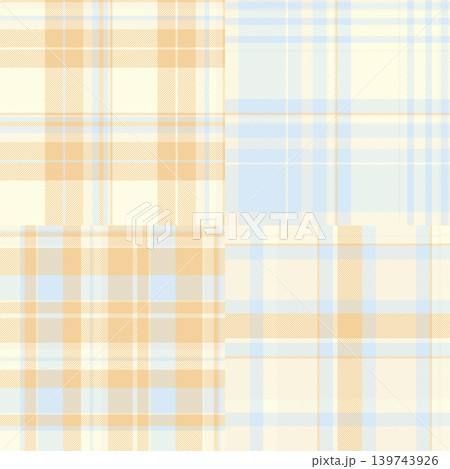 Vintage plaid pack inspired retro fabrics. Nostalgic tartan designs suit scrapbooking, invitations, crafts. Vector detailing preserves charm. 139743926