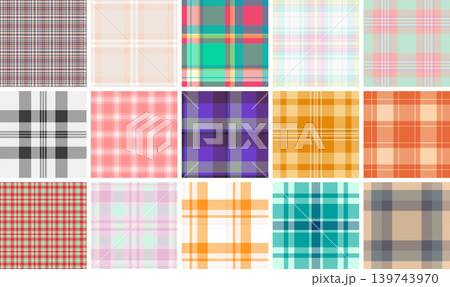Plaid pack designed for heritage-inspired fashion and textiles. Vector tartan designs suit apparel, scarves, blankets, and digital papers. 139743970