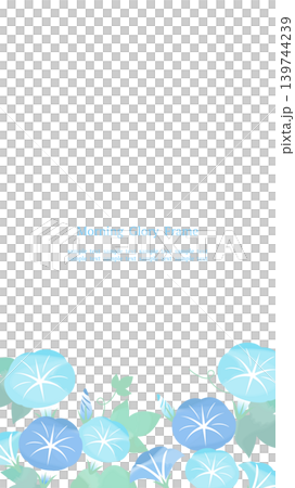 Cool blue and light blue watercolor-style morning glory frame, bottom orientation, vertical 16:9 aspect ratio. 139744239