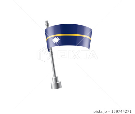 Clean representation showcasing Nauru flag attached to glossy metal pole 139744271