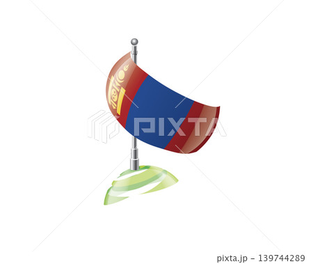 Highly detailed of waving Mongolian flag with metallic pole and subtle shadow effects for print Highly detailed of waving Mongolian flag with metallic pole and subtle shadow effects for print 139744289