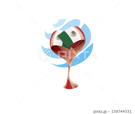 Floral emblem of the Mexican flag in the form of a heart 139744331