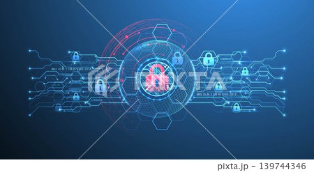 Data security Illustrates cyber data or information privacy idea. Color abstract  technology background. 139744346