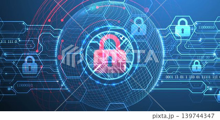 Data security Illustrates cyber data or information privacy idea. Color abstract  technology background. 139744347