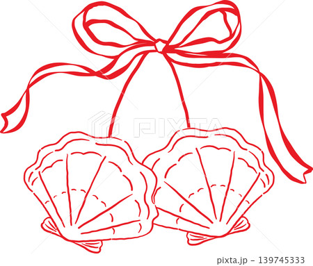 Coquette Cowboy Summer Scallop Shells Cherries With Ribbon Whimsical Hand Drawn Coquette Cowboy Summer Scallop Shells Cherries With Ribbon Whimsical Hand Drawn 139745333
