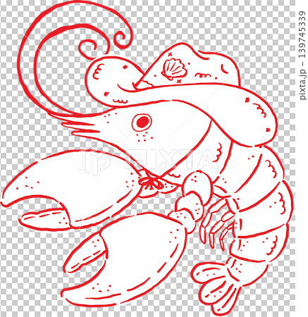 Cowboy Summer Lobster Wearing a Cowboy Hat Whimsical Hand Drawn 139745339
