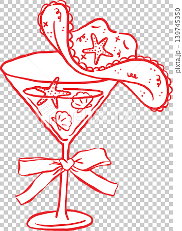 Cowboy Summer Martini Glass with Seashells and Starfish Whimsical Hand Drawn Cowboy Summer Martini Glass with Seashells and Starfish Whimsical Hand Drawn 139745350