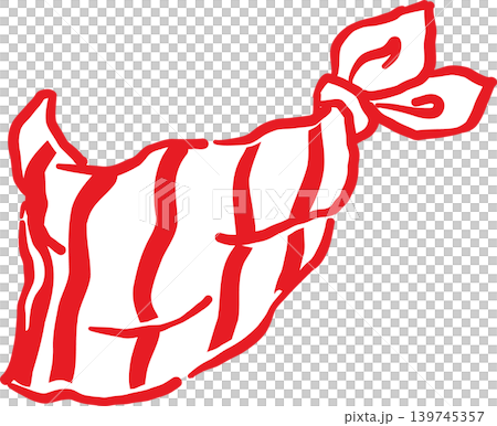 Cowboy Summer Decoration Striped Bandana Whimsical Hand Drawn 139745357