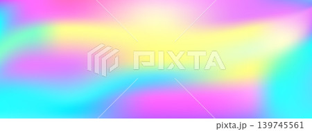 Iridescent gradient wave with soft rainbow flow for stationery card. Pastel hologram and bright gradient haze on gentle backdrop. Vector iridescent foil with dreamy mood and magic vibe Iridescent gradient wave with soft rainbow flow for stationery card. Pastel hologram and bright gradient haze on gentle backdrop. Vector iridescent foil with dreamy mood and magic vibe 139745561