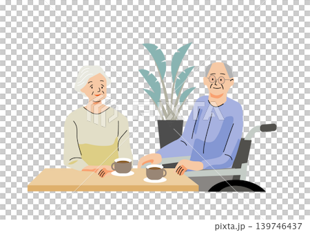 「溫柔福利與關懷系列」:老年男女享受咖啡時光 「溫柔福利與關懷系列」:老年男女享受咖啡時光 139746437