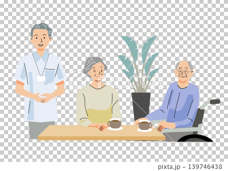 「溫柔福利與關懷系列」：老年男女享受咖啡時光 139746438