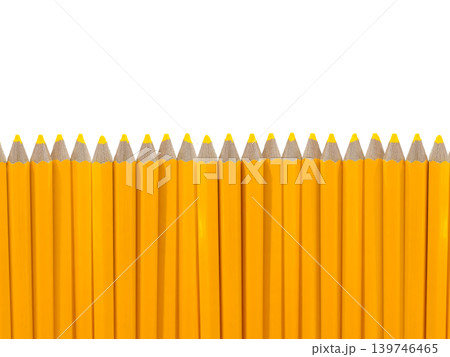 A yellow colored pencil is separated from a white background. 139746465