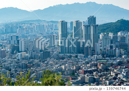 Seoul, South Korea - May. 17, 2026 : Panoramic high-angle view of Seoul cityscape and residential area from Yongmasan Mountain skywalk, South Korea Seoul, South Korea - May. 17, 2026 : Panoramic high-angle view of Seoul cityscape and residential area from Yongmasan Mountain skywalk, South Korea 139746744