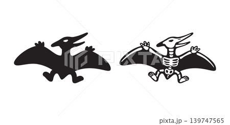 pteranodon flying dinosaur fossil Pterosaurs icon skeleton bone skull vector cartoon character doodle illustration logo isolated design 139747565