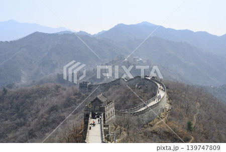 View of the Great Wall of China in the mountains in Mutianyu district, China View of the Great Wall of China in the mountains in Mutianyu district, China 139747809