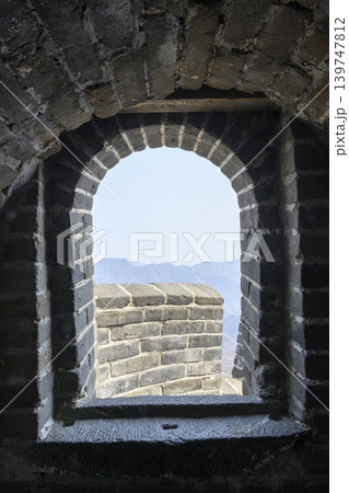 Mountain view from the tower of the Great Wall of China in Mutianyu district 139747812