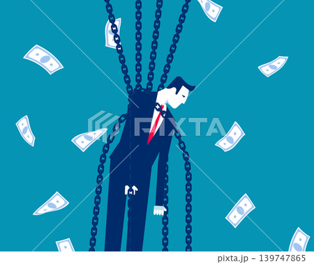 Debt pressure. Person with chained to leg showing financial burden Debt pressure. Person with chained to leg showing financial burden 139747865