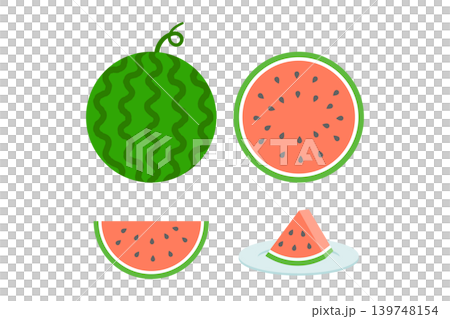 色々なカットのスイカのイラスト 色々なカットのスイカのイラスト 139748154