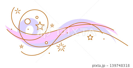 Curls and waves with stars. Magic outline illustration. Line art style. Curls and waves with stars. Magic outline illustration. Line art style. 139748318