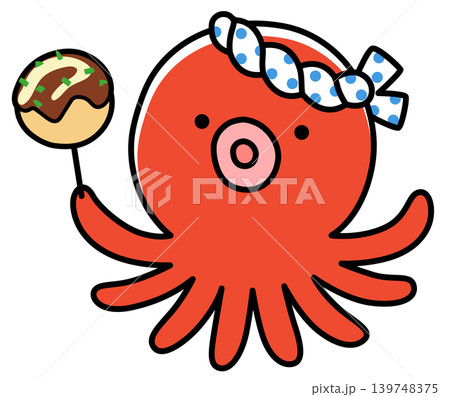 たこ焼き かわいいタコのキャラクター たこ焼き かわいいタコのキャラクター 139748375