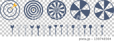 A set of materials for darts and targets in various variations. A set of materials for darts and targets in various variations. 139748564