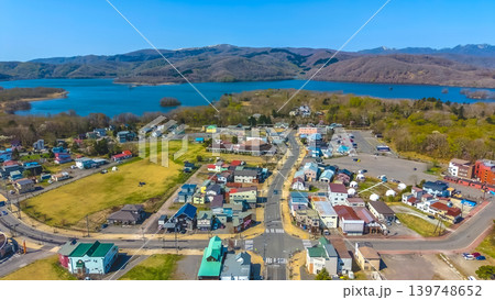 April 26 2026 Onumakoen Lakeside Town Aerial With Mountains 139748652