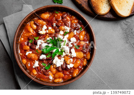 Greek style Baked Beans with Feta Cheese Greek style Baked Beans with Feta Cheese 139749072