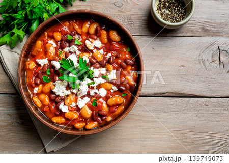 Greek Baked Beans with Feta Cheese Greek Baked Beans with Feta Cheese 139749073