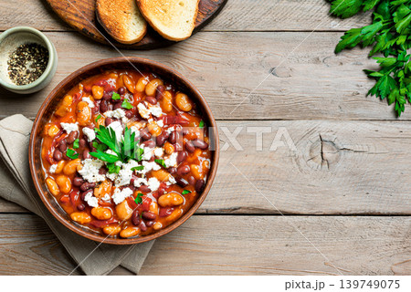 Greek Baked Beans with Feta Cheese 139749075
