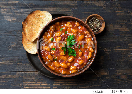 Chili Beans. White baked kidney bean stew. Chili Beans. White baked kidney bean stew. 139749162