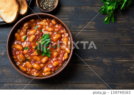 Chili Beans. White baked kidney bean stew. Chili Beans. White baked kidney bean stew. 139749163