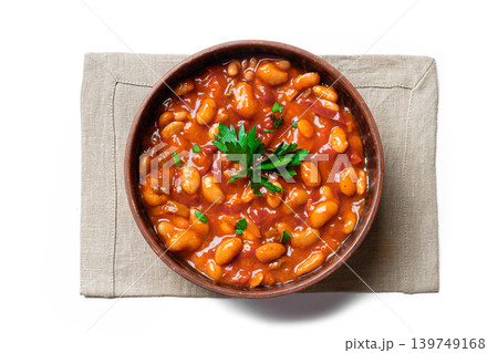 Chili Beans. White baked kidney bean isolated Chili Beans. White baked kidney bean isolated 139749168