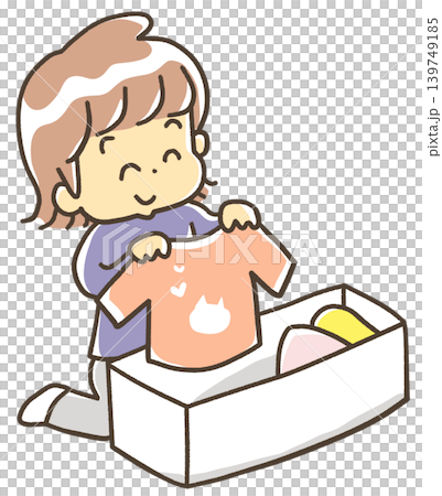 A person smiling as they take out their summer clothes 139749185