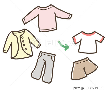 春、冬服から夏服へ衣替え 赤 矢印あり 春、冬服から夏服へ衣替え 赤 矢印あり 139749190