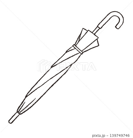 閉じた長傘の線画イラスト 139749746